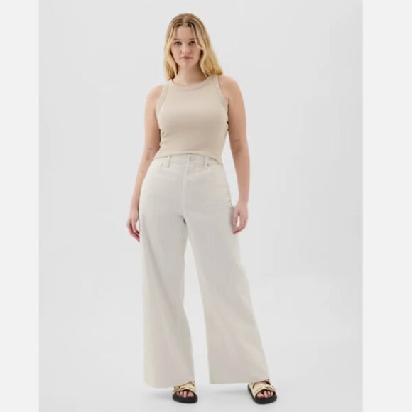 GAP High Rise Wide Leg Relaxed Jeans Off White 100% Cotton 31/12 LONG NWT RT$70 - Picture 3 of 9